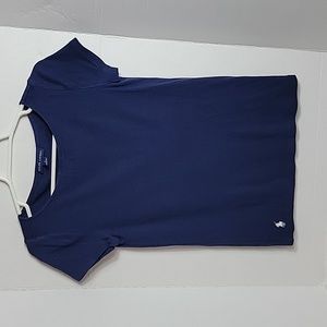 Ralph Lauren Women's Blue W/ Embroidered Polo Player Short Sleeve Top, L